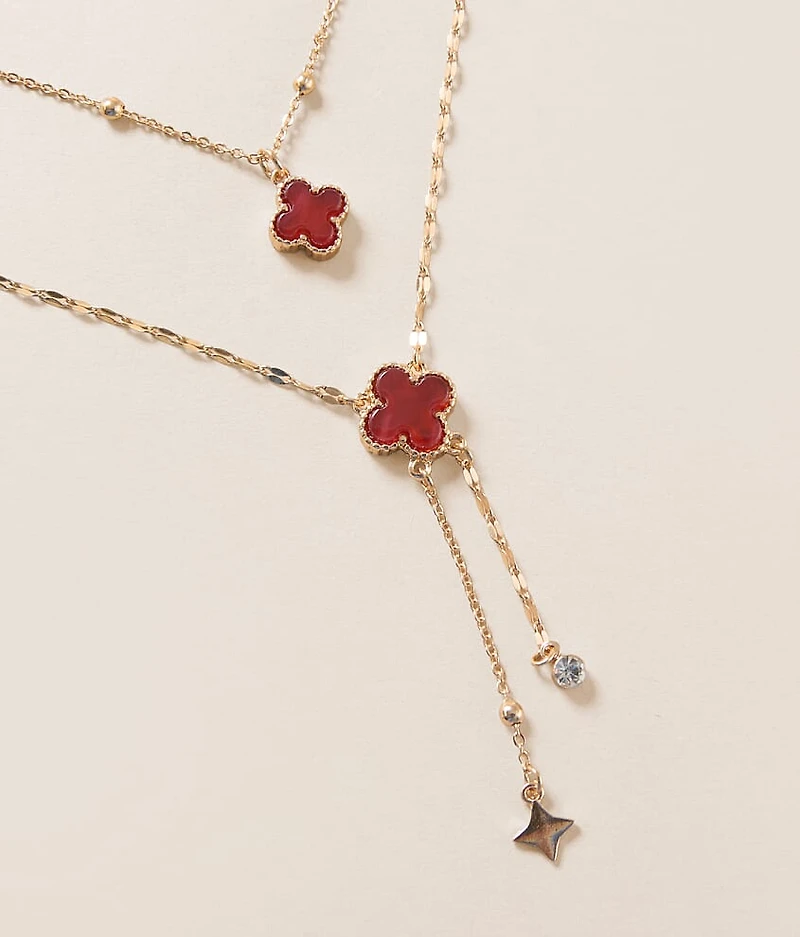 Double Sided Clover Tiered Necklace