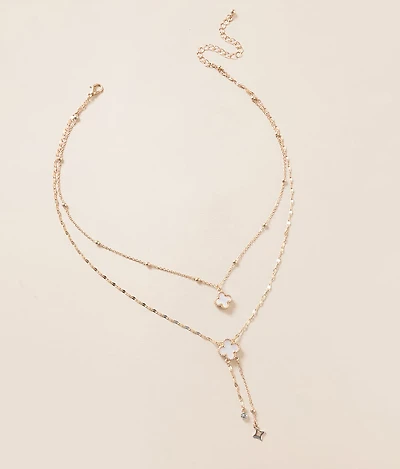 Double Sided Clover Tiered Necklace