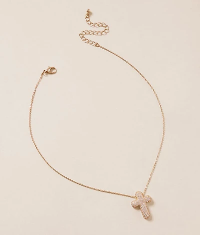 boutique by BKE Glitz Bubble Cross Necklace
