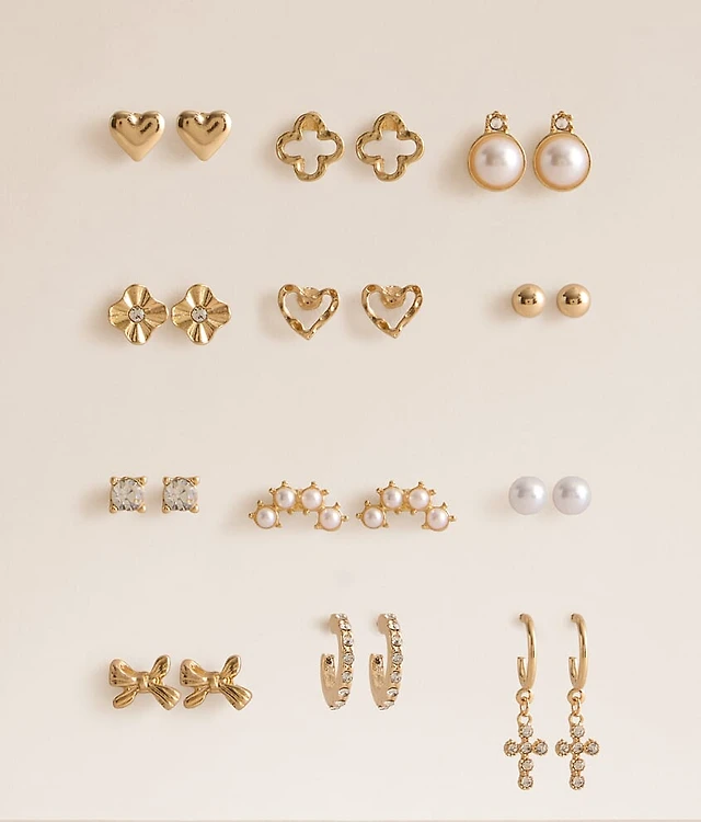 12 Pack Stud Earring Set
