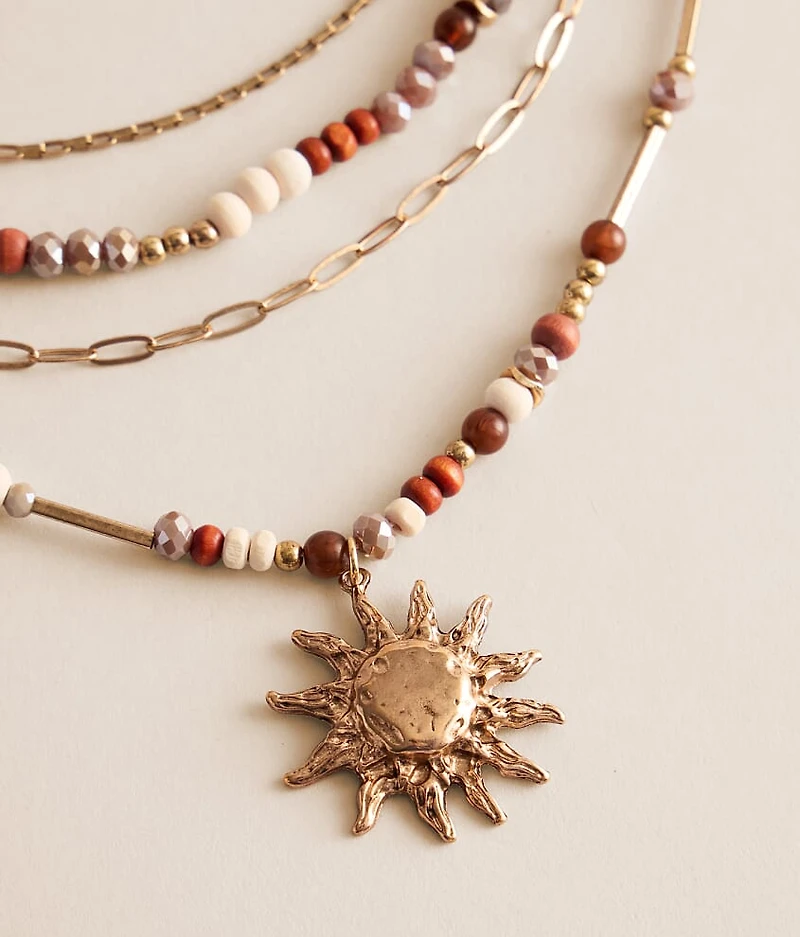 2 Pack Sun Pendant Necklace Set
