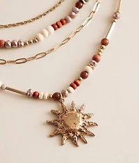 2 Pack Sun Pendant Necklace Set