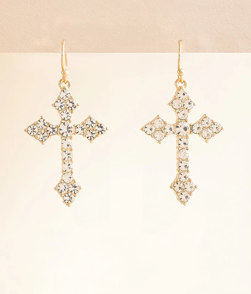 Glitz Cross Drop Earring