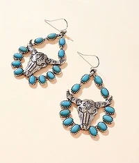 Turquoise Steer Drop Earring