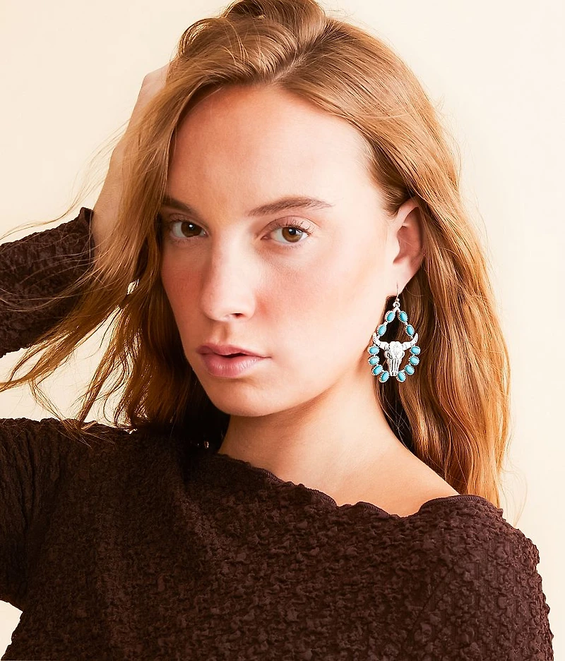 Turquoise Steer Drop Earring
