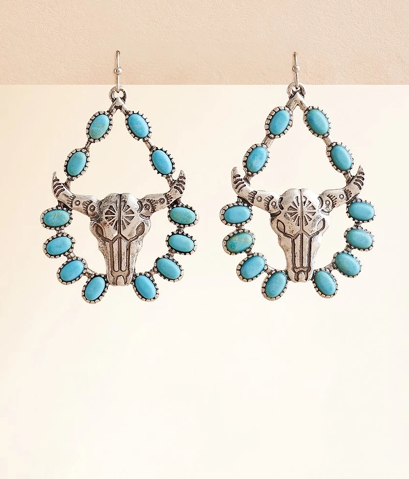 Turquoise Steer Drop Earring