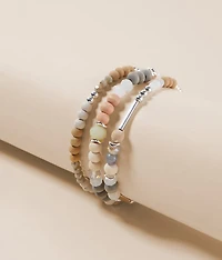 3 Pack Wood Bead Bracelet Set