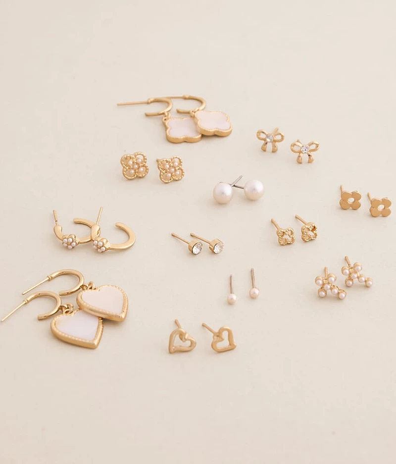 12 Pack Glitz Clover Earring Set