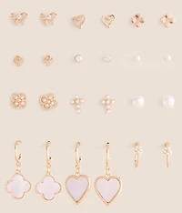 12 Pack Glitz Clover Earring Set
