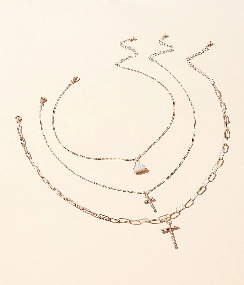 3 Pack Cross Necklace Set