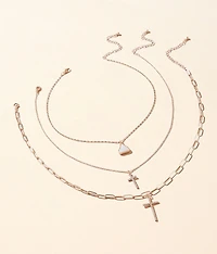 3 Pack Cross Necklace Set