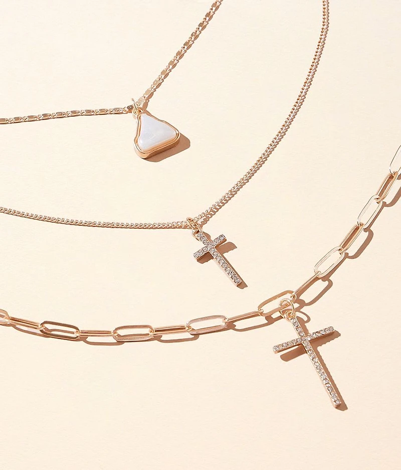 3 Pack Cross Necklace Set