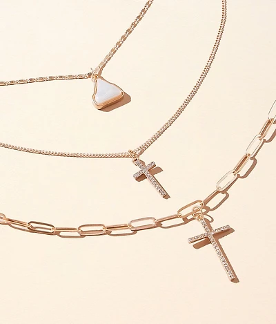 3 Pack Cross Necklace Set