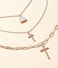 3 Pack Cross Necklace Set