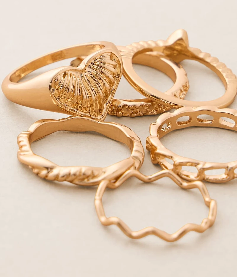 Pack Heart Ring Set