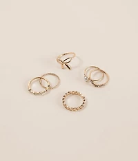 6 Pack Bow Ring Set