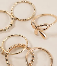 6 Pack Bow Ring Set