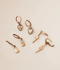 3 Pack Charm Hoop Earring Set