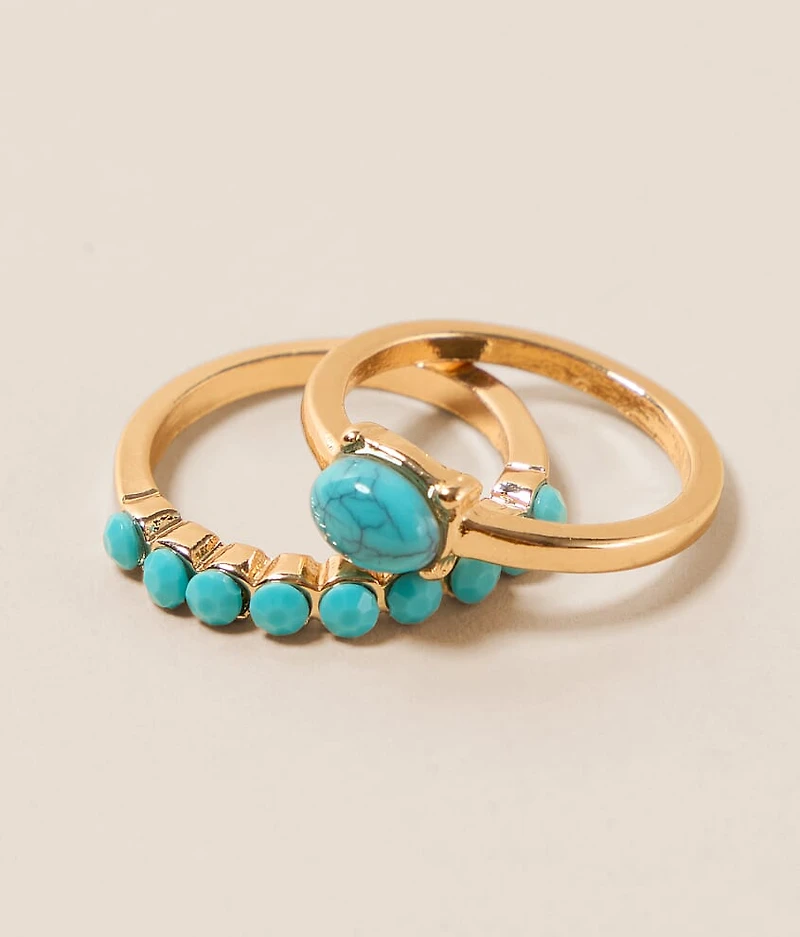 5 Pack Turquoise Ring Set