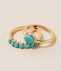5 Pack Turquoise Ring Set