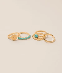 5 Pack Turquoise Ring Set