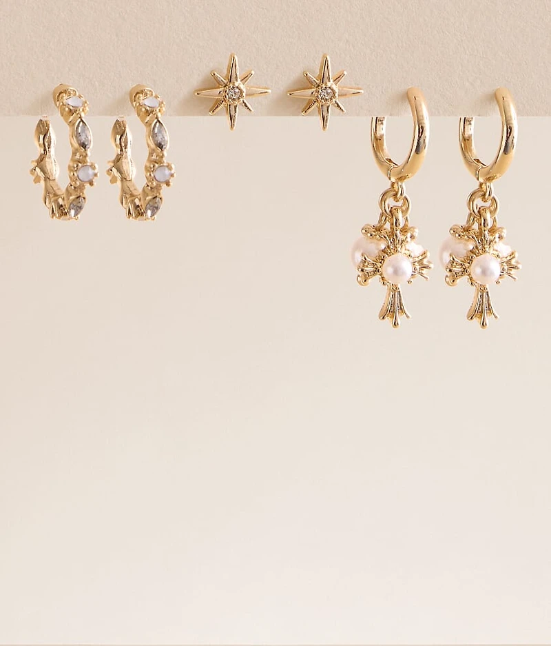 3 Pack Glitz Earring Set