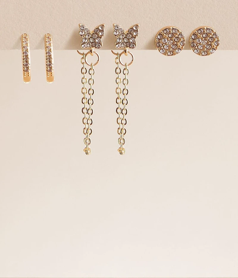 3 Pack Glitz Earring Set