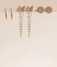 3 Pack Glitz Earring Set