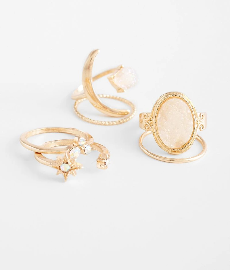 6 Pack Druzy Ring Set