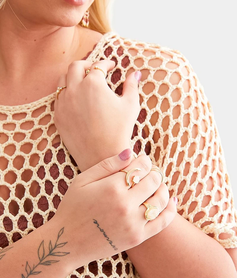 6 Pack Druzy Ring Set