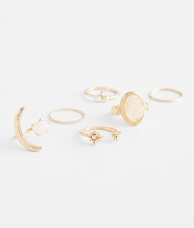 6 Pack Druzy Ring Set