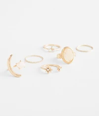6 Pack Druzy Ring Set