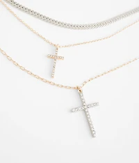 Tiered Double Cross Necklace