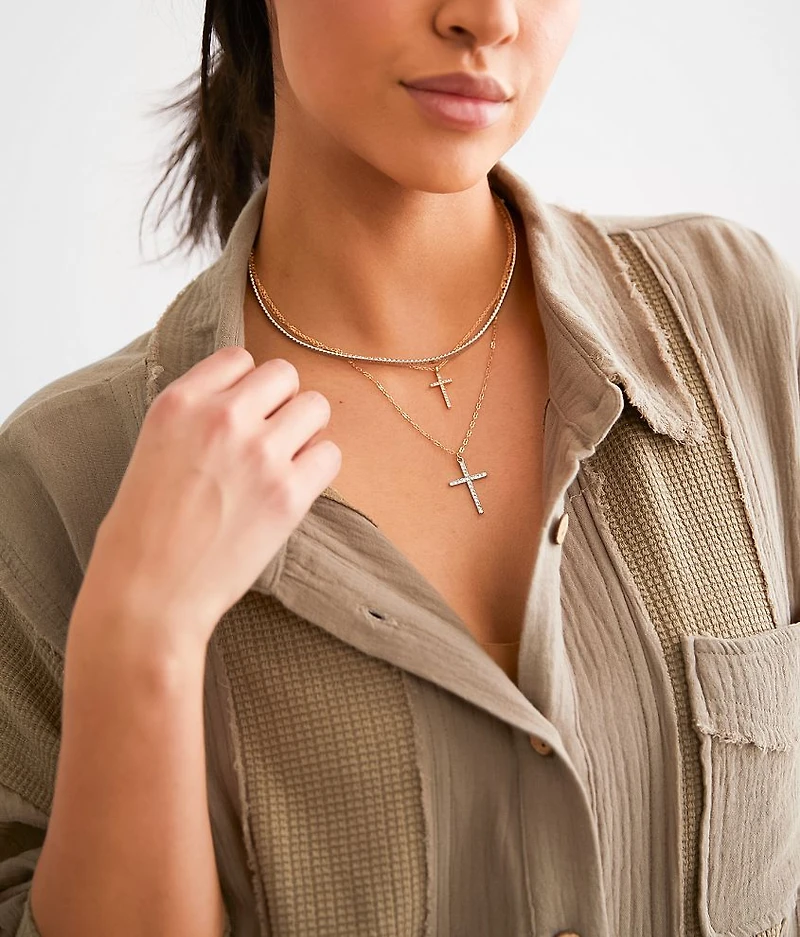 Tiered Double Cross Necklace