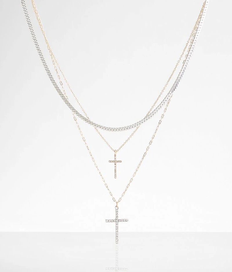 Tiered Double Cross Necklace