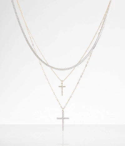 Tiered Double Cross Necklace