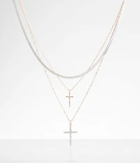 Tiered Double Cross Necklace
