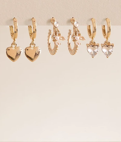 3 Pack Heart Earring Set