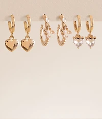 3 Pack Heart Earring Set