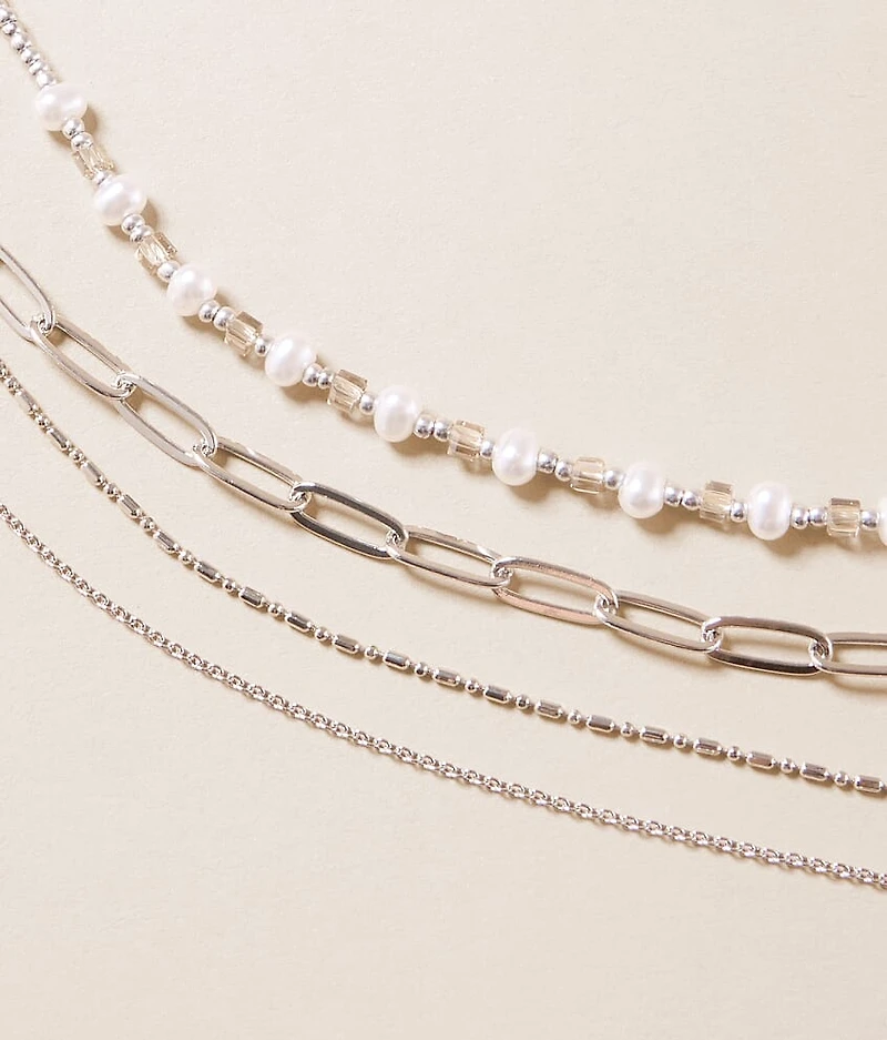Faux Pearl Tiered Necklace