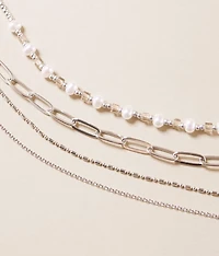 Faux Pearl Tiered Necklace