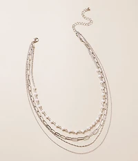 Faux Pearl Tiered Necklace