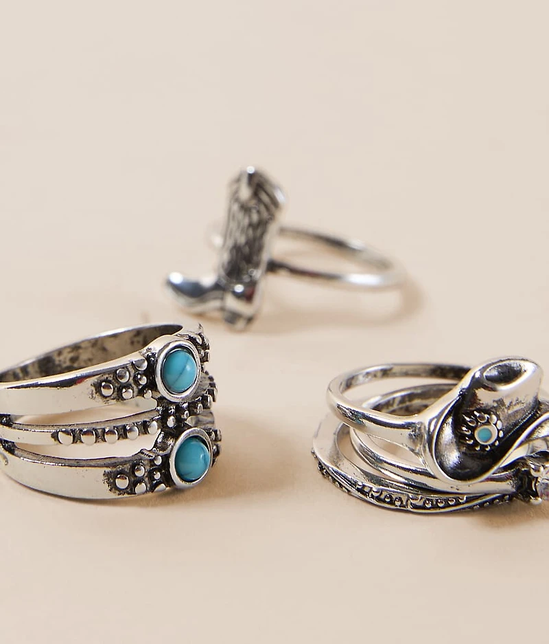 6 Pack Western Ring Set