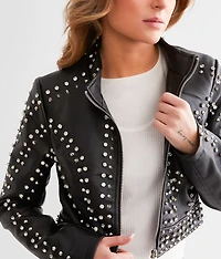 Glitz Cropped Faux Leather Jacket
