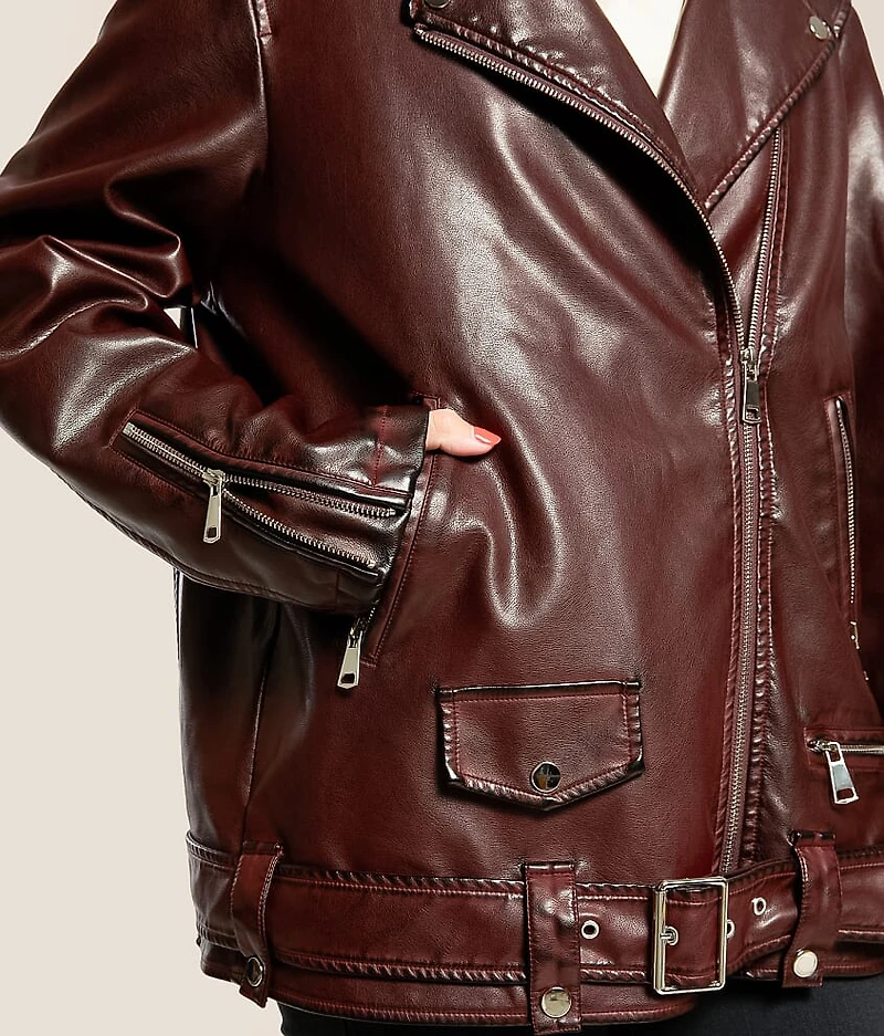 Oversized Faux Leather Jacket