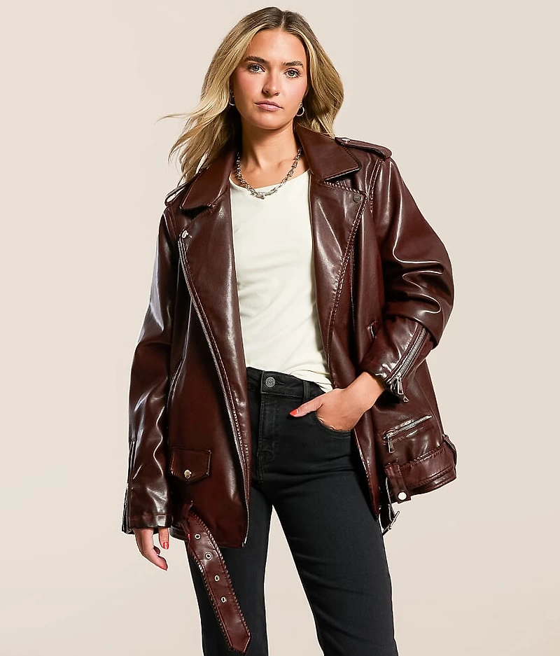 Oversized Faux Leather Jacket