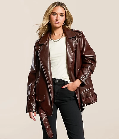Oversized Faux Leather Jacket