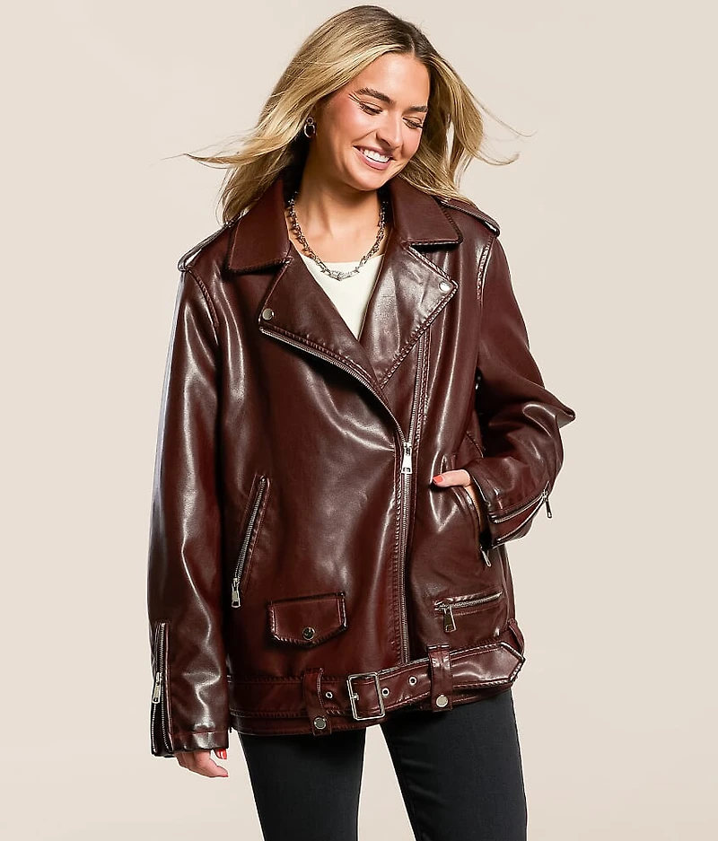 Oversized Faux Leather Jacket