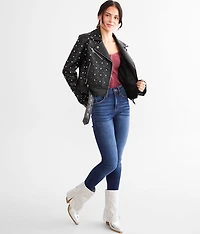 Glitz Cropped Faux Leather Jacket