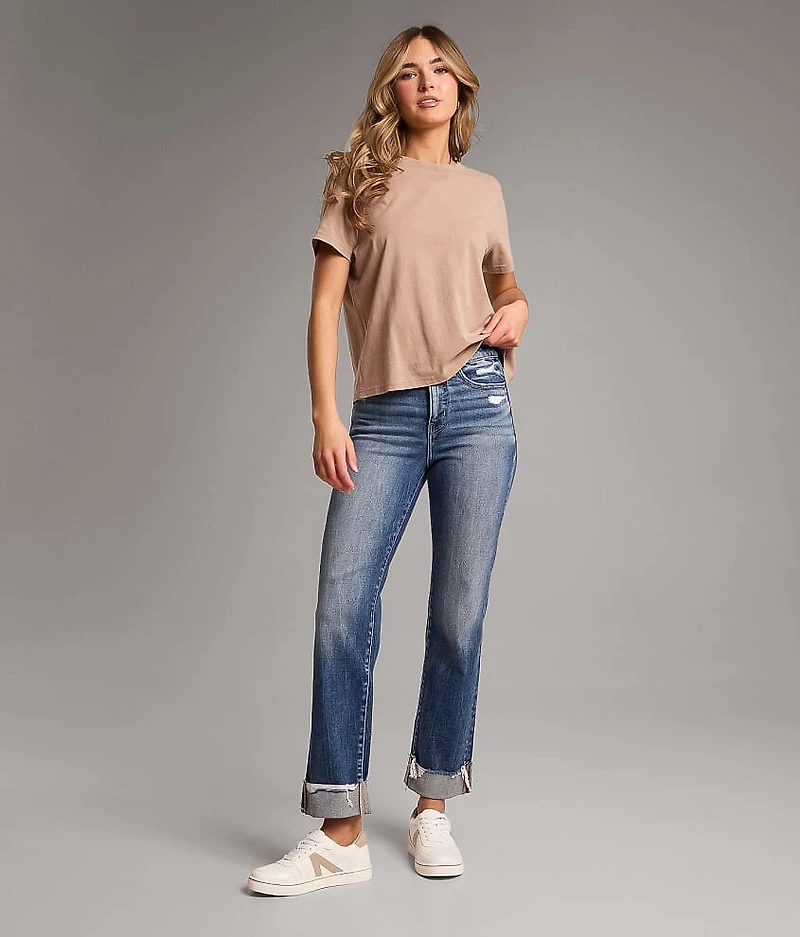 Billie Cropped Straight Stretch Cuffed Jean